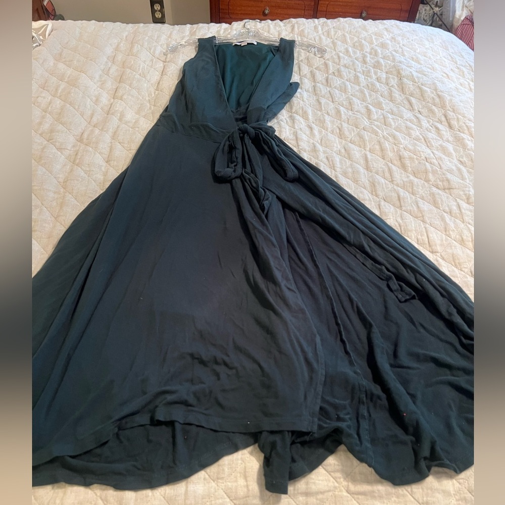 Loft  Dark Green Wrap Dress